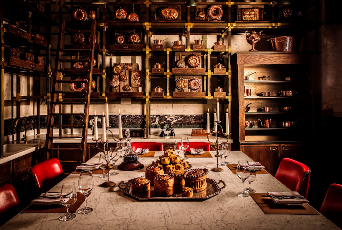 "The Pie Room at Rosewood London, featuring a chic table and rustic elegance for events."