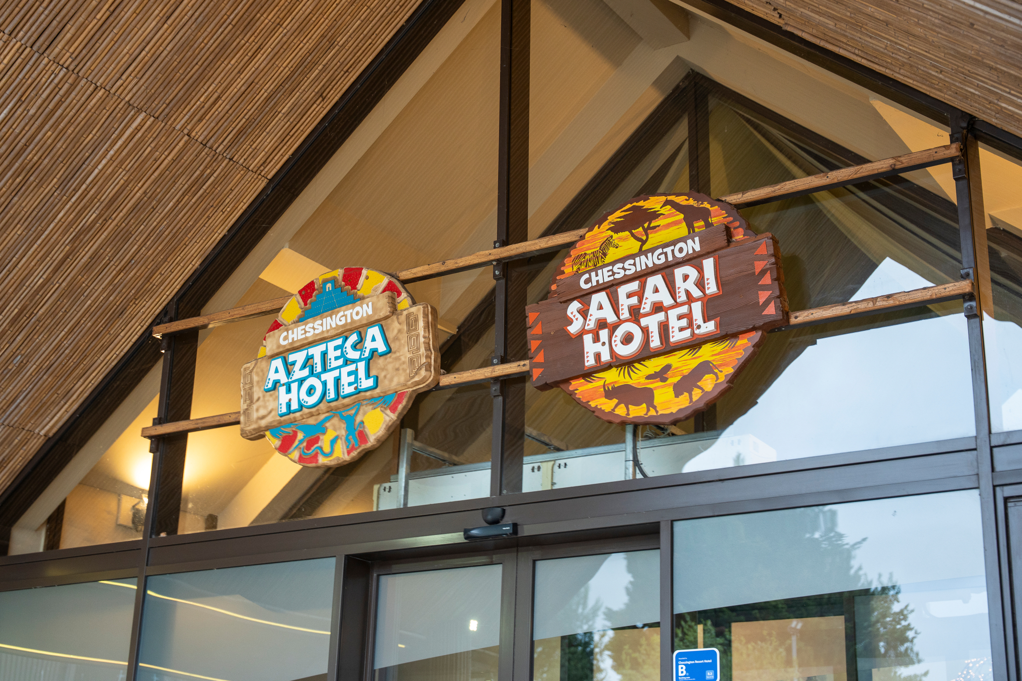 "Boardroom entrance at Chessington Resort with vibrant themes for events and meetings."