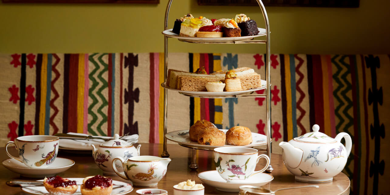 Afternoon tea at The Potting Shed, Dorset Square Hotel: luxury event catering and hospitality setup.