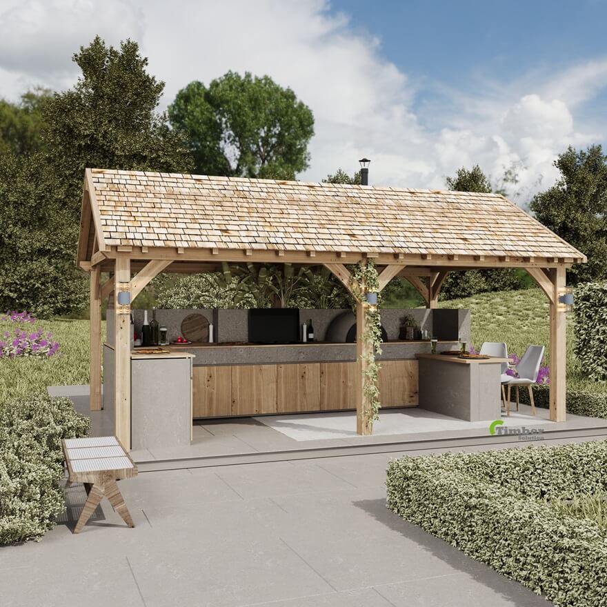 Oak Pavilion with Outdoor Kitchen ...