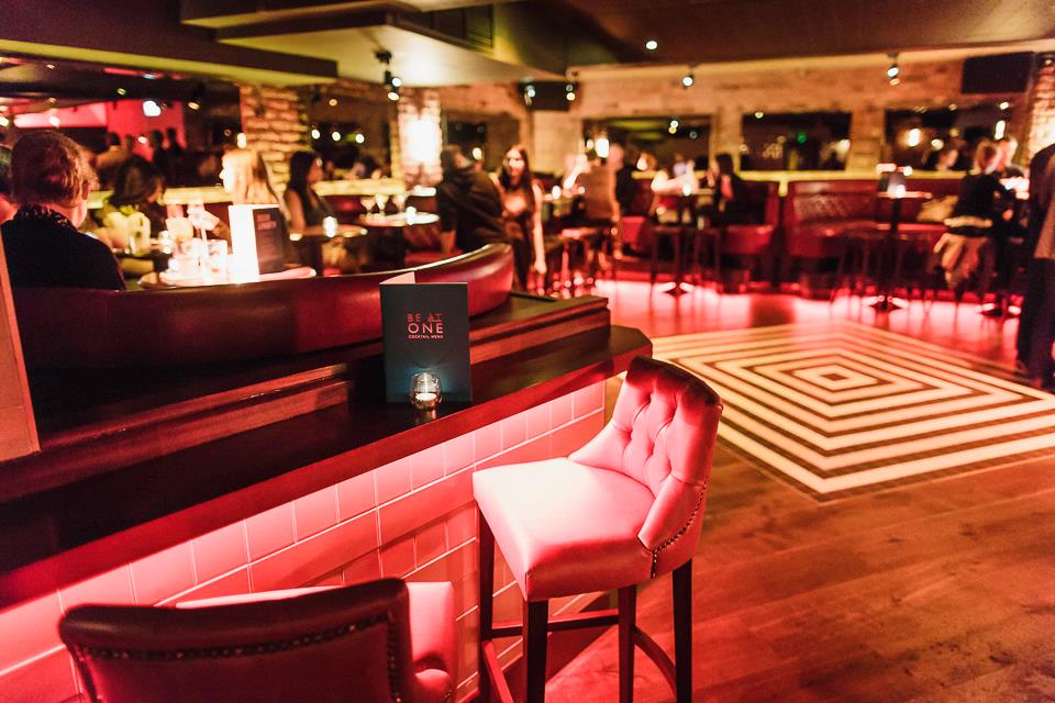 Birthday party at Be At One Russell St with tiered banquette seating for upscale events.
