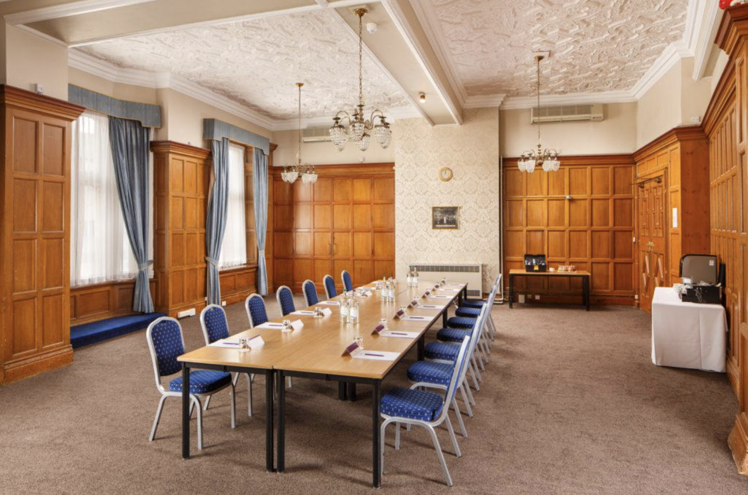 Alexandra Room boardroom at The Grand Hotel Leicester, historic venue for formal business meetings.