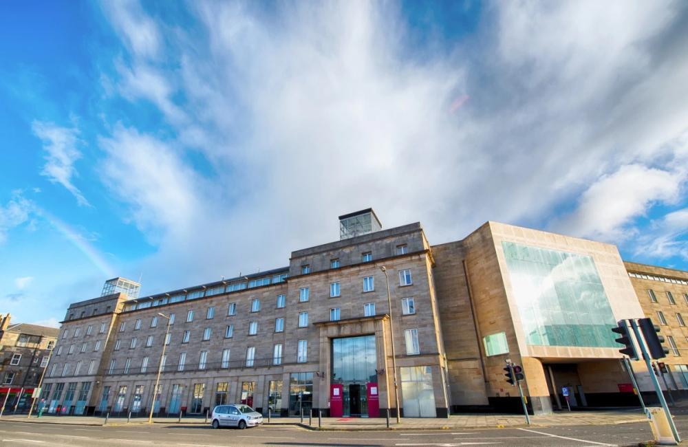 Historic hotel in Haymarket Edinburgh with modern event space for corporate conferences.
