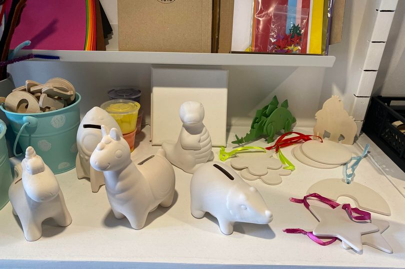 Interactive workshop station at Cafe in Joy Tots for team-building and creative craft events.