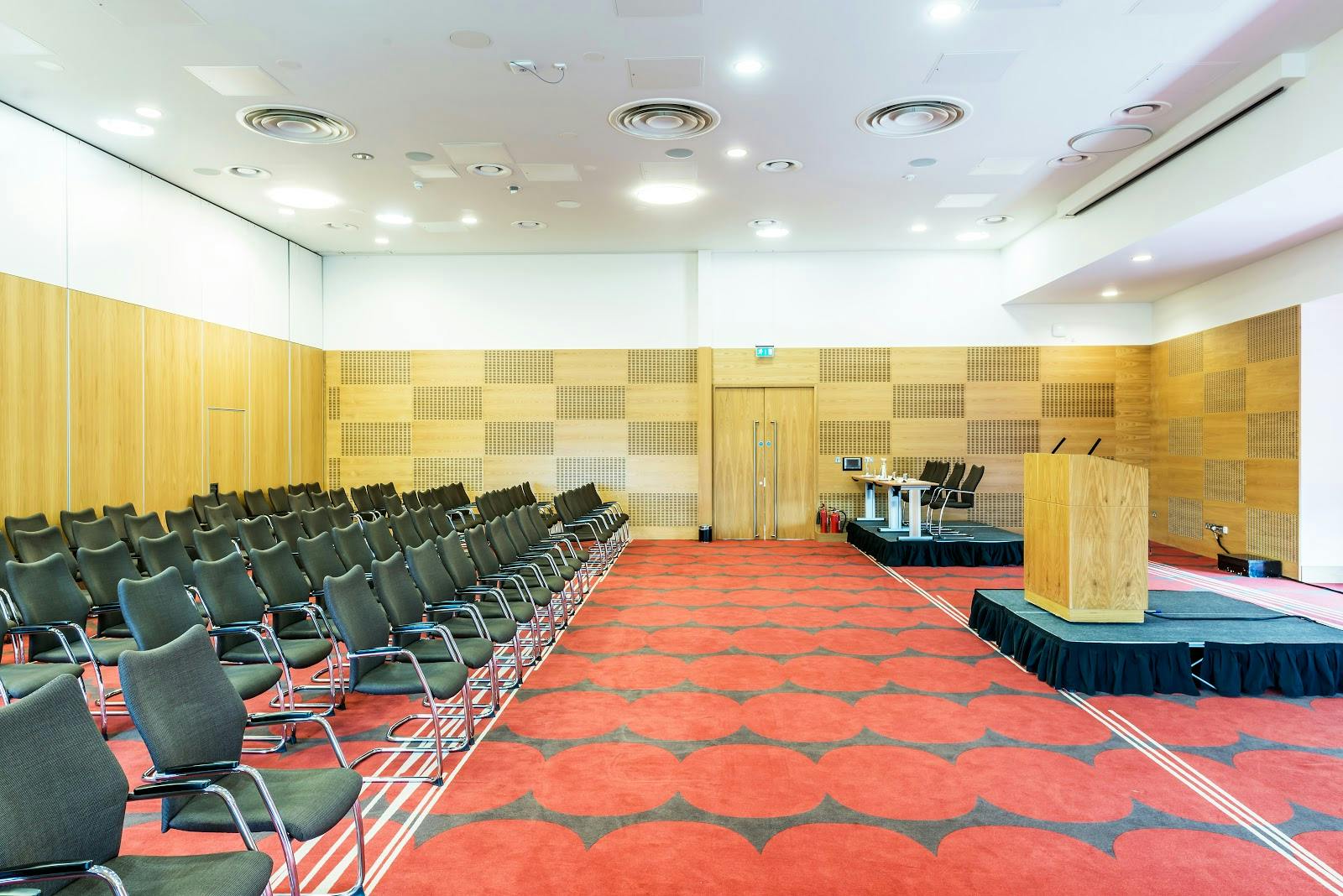 Theater-style Plenary Room at John McIntyre Conference Centre for professional business events.