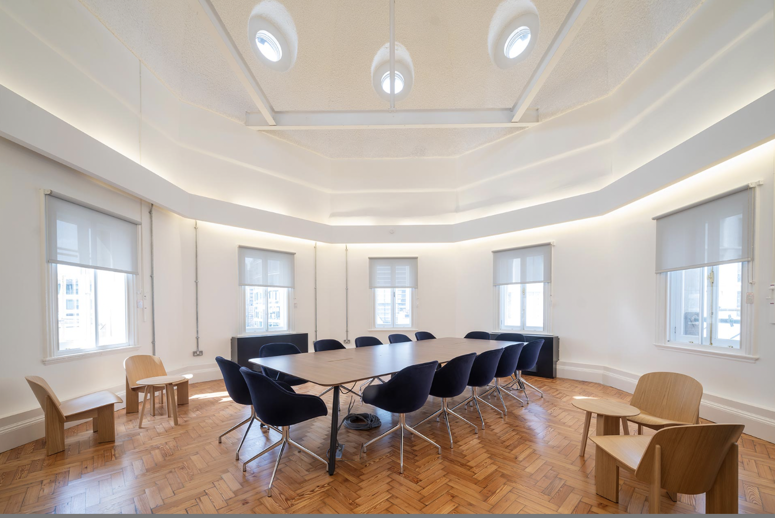 Modern boardroom at Electra House for corporate strategy sessions and professional workshops.
