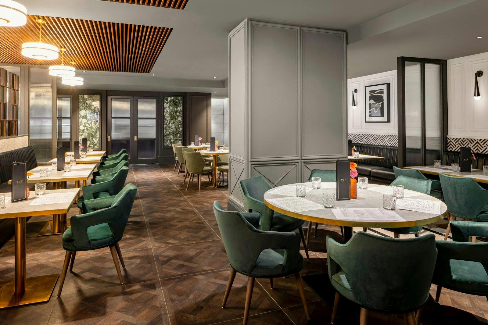 Upscale Crowne Plaza restaurant for private dining and professional networking events.