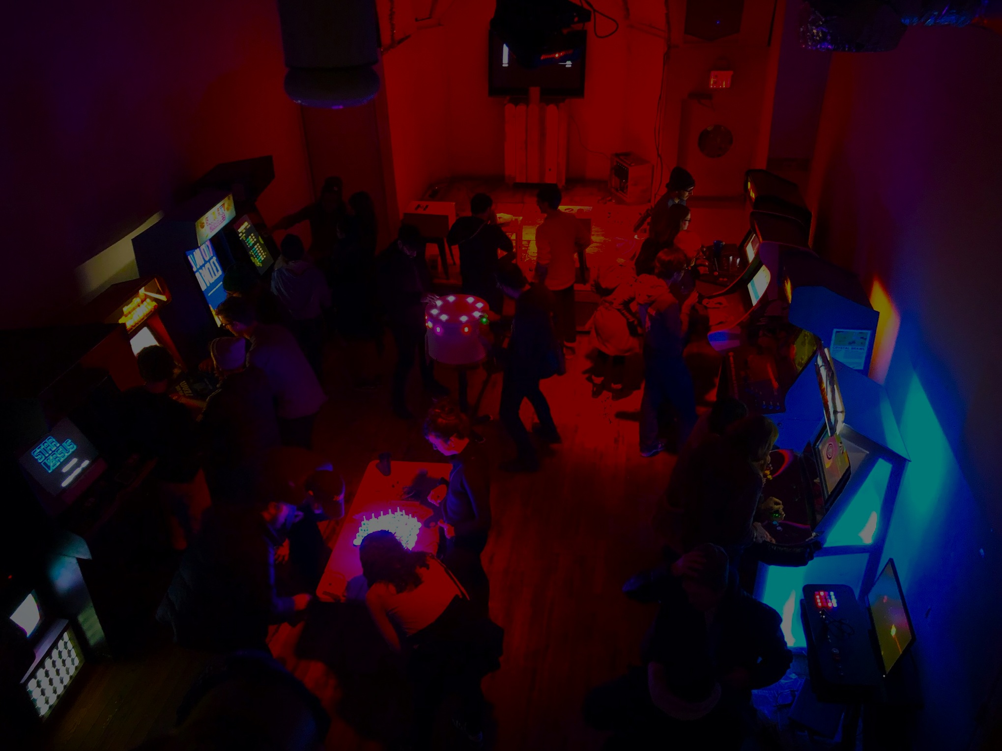 Retro gaming pop-up at Wonderville arcade, ideal for corporate party and mixer event entertainment.