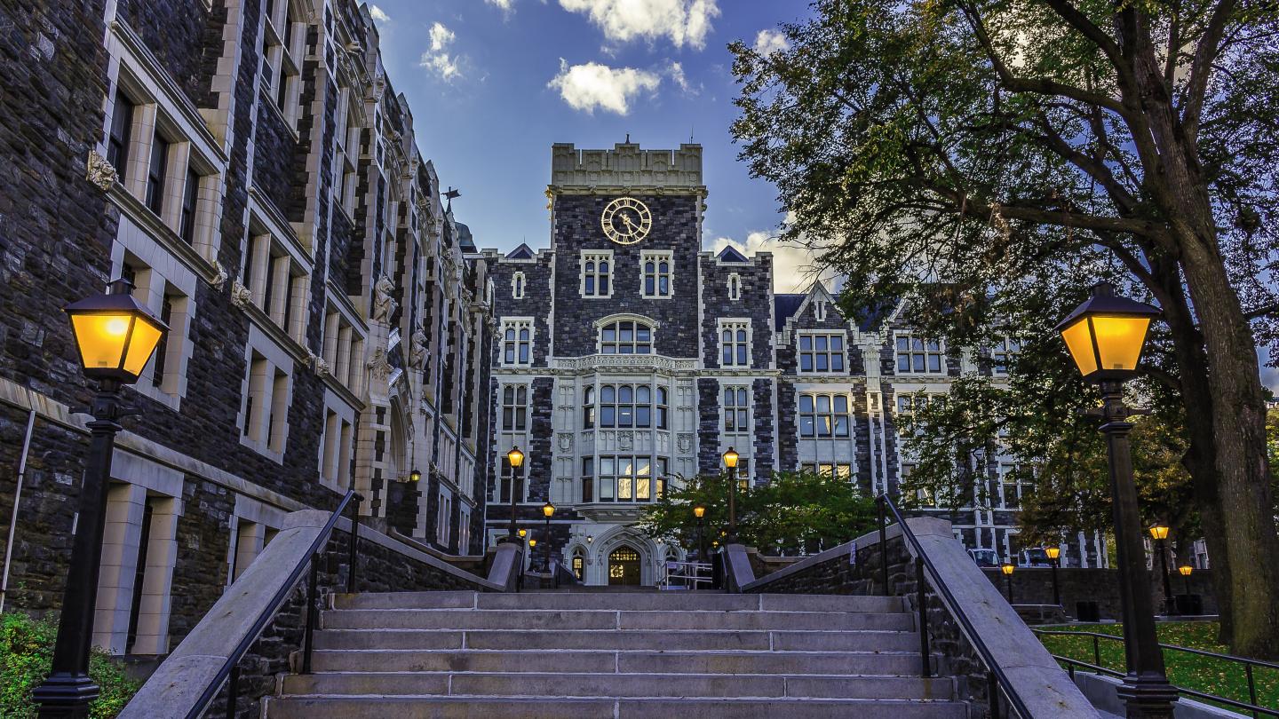 CUNY university venue with grand architecture for academic conferences and stately events.