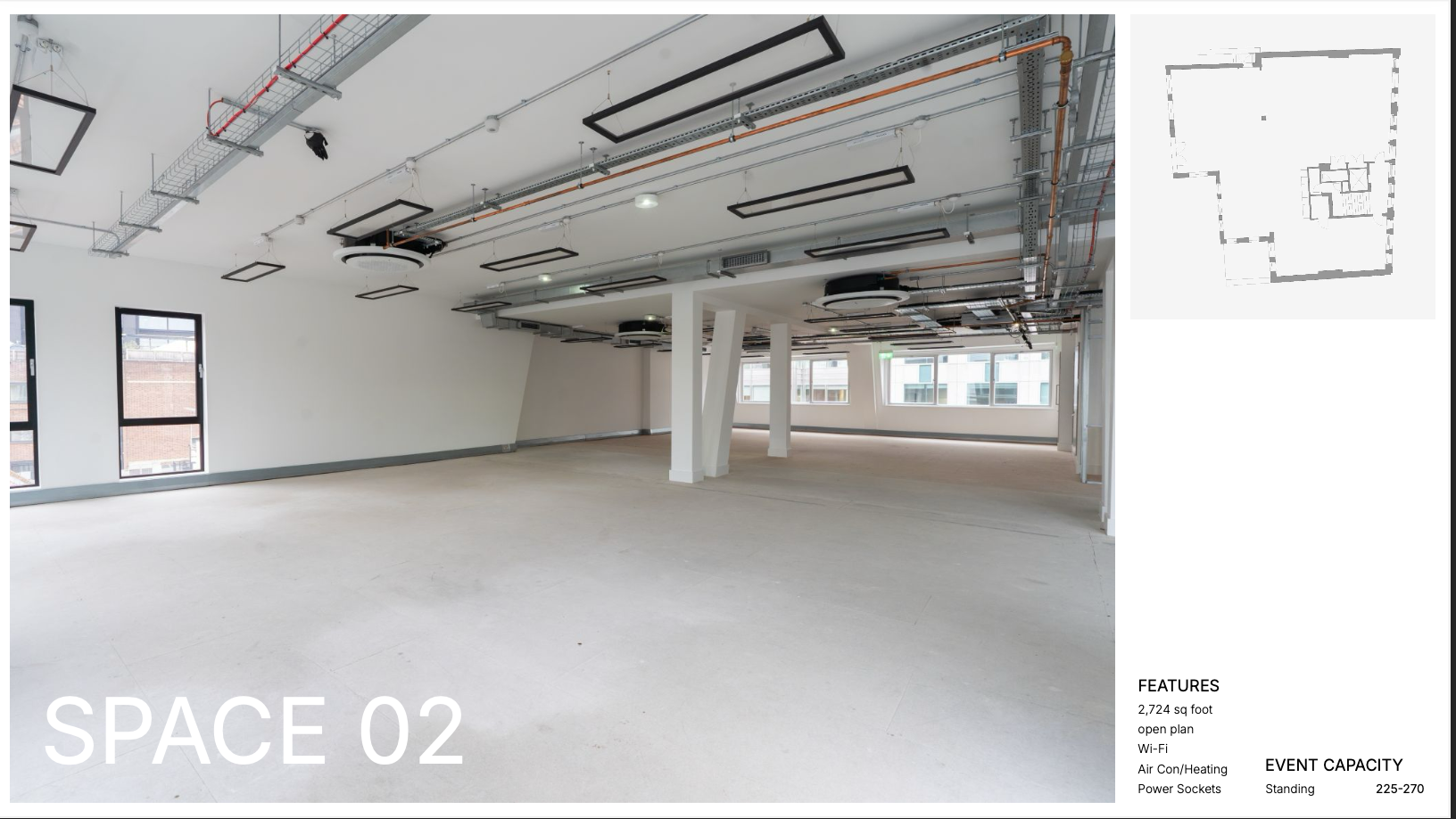 White box industrial venue for pop-up events and networking at 89 Worship St.