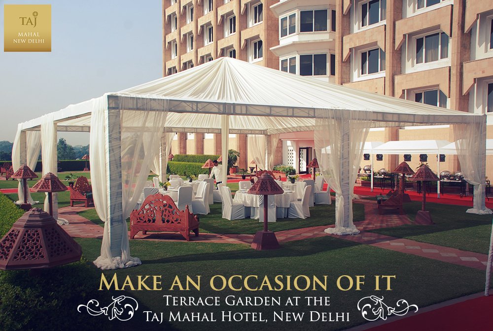 Taj Mahal, New Delhi on X: "Terrace Garden @TajMahalHotel set beautifully  amid lush green Lutyens' Delhi, makes for a perfect venue.  #SpecialOccasions. #sAtTaj https://t.co/kMs6zNM51M" / X