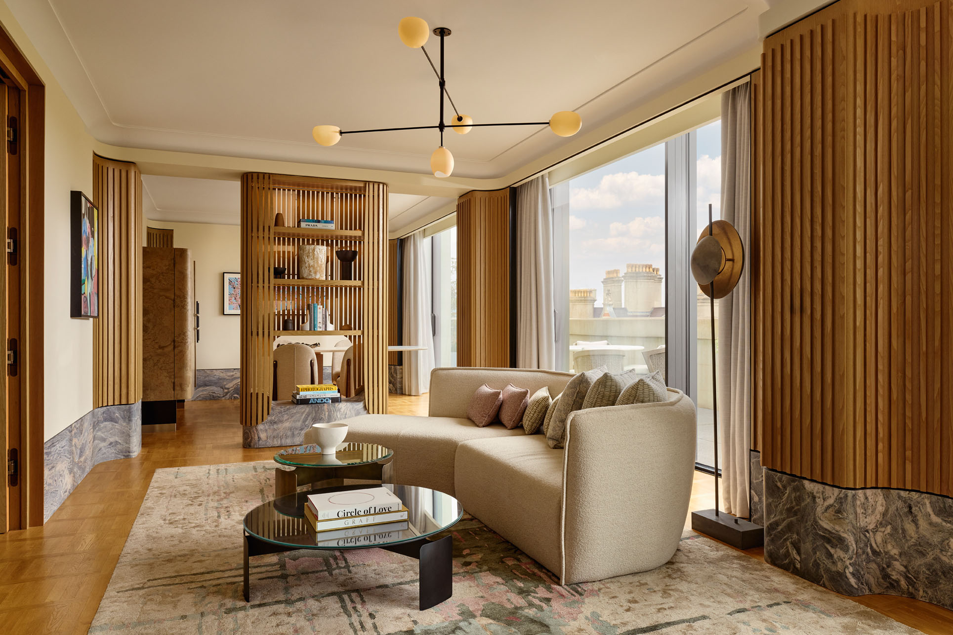 Hyde Park Penthouse lounge, modern design for elegant networking events and meetings.