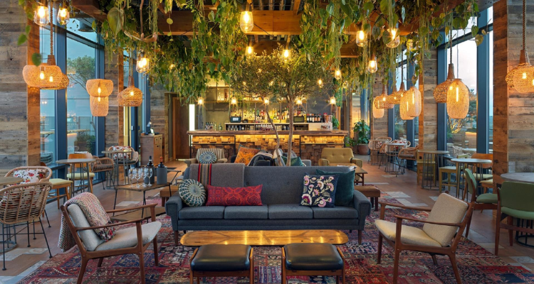 Rooftop terrace at Treehouse Hotel London for meetings and events, featuring modern decor.