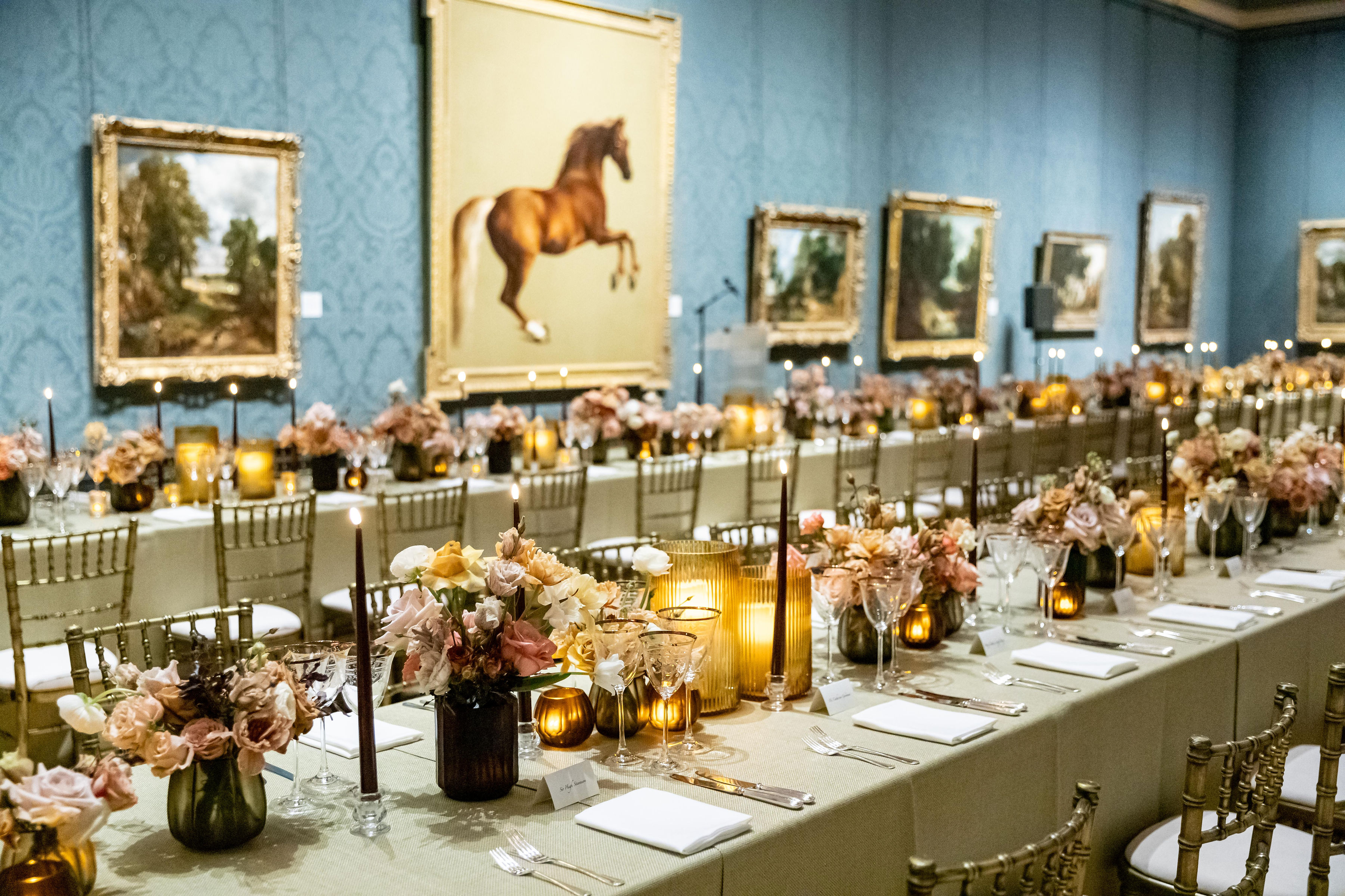 Elegant banquet setup in Room 34, National Gallery, ideal for upscale events.