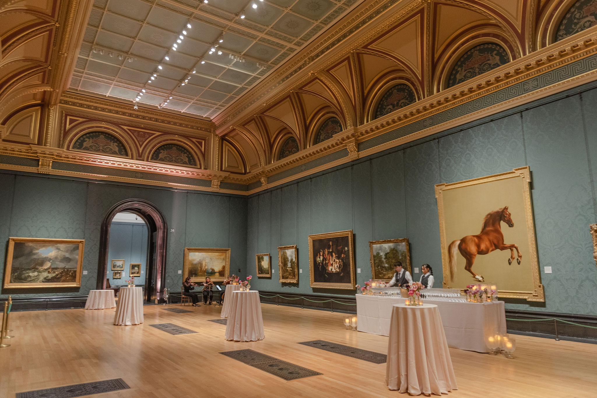 Elegant National Gallery Room 34 with high ceilings, ideal for upscale events and art exhibitions.
