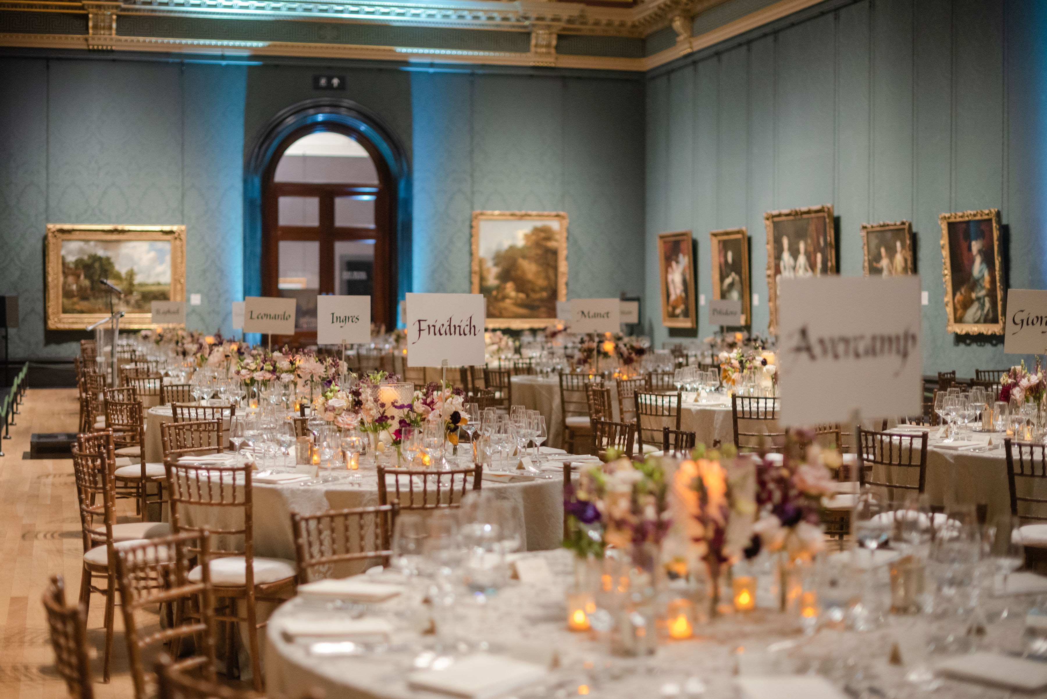 Elegant banquet hall at The National Gallery, perfect for weddings and corporate events.