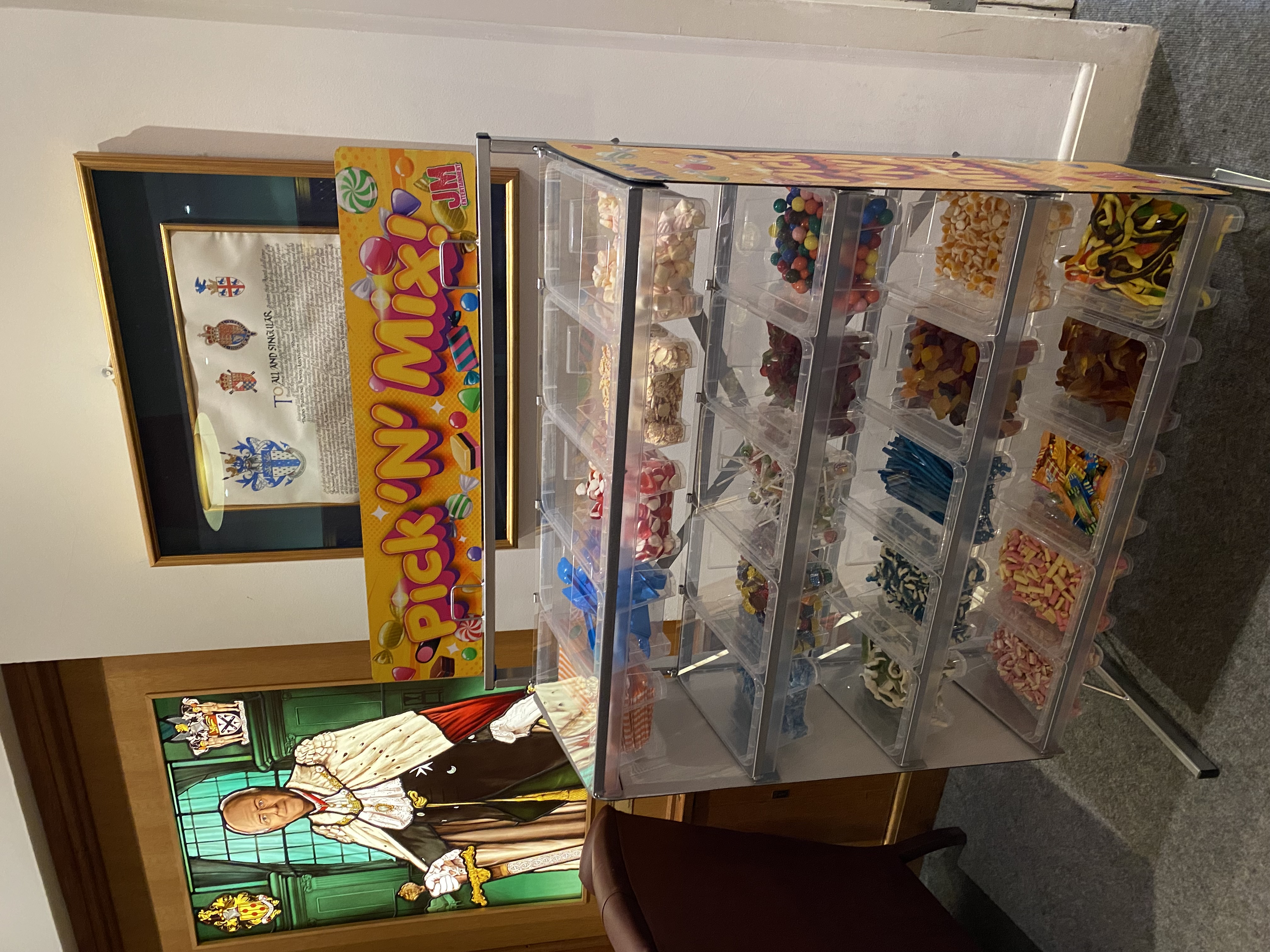 "Vibrant Pick 'N' Mix candy station at Glaziers Hall event venue"