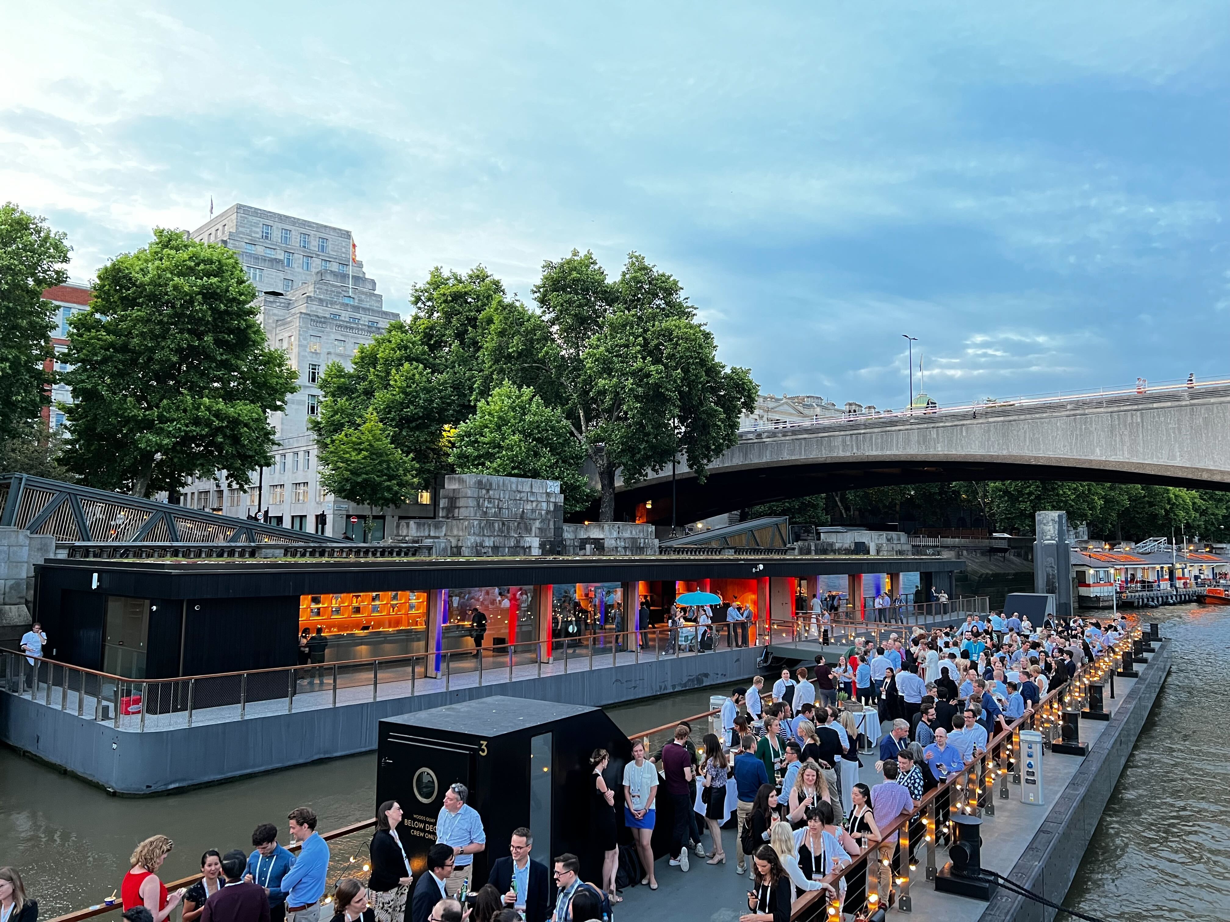 Vibrant outdoor event at Woods Quay East Wing, ideal for receptions and cocktail parties.