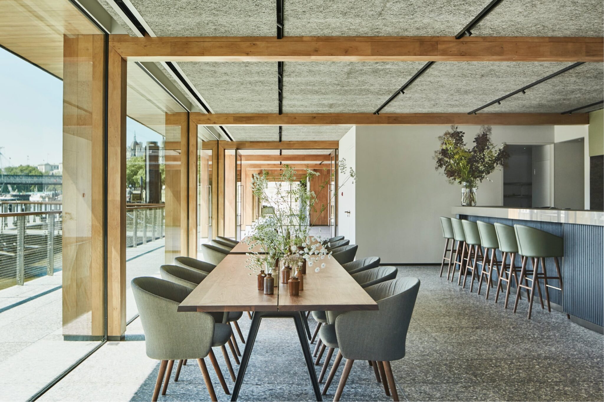 Cormorant Deck meeting space with large windows, perfect for corporate retreats and workshops.