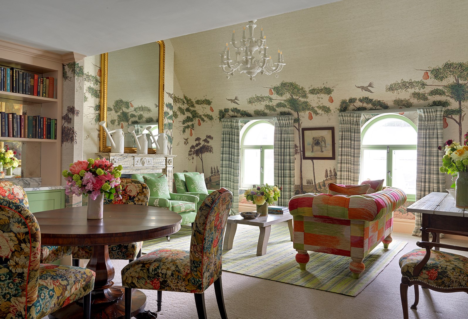 Loft Suite at Covent Garden Hotel: stylish meeting space with natural light and greenery.