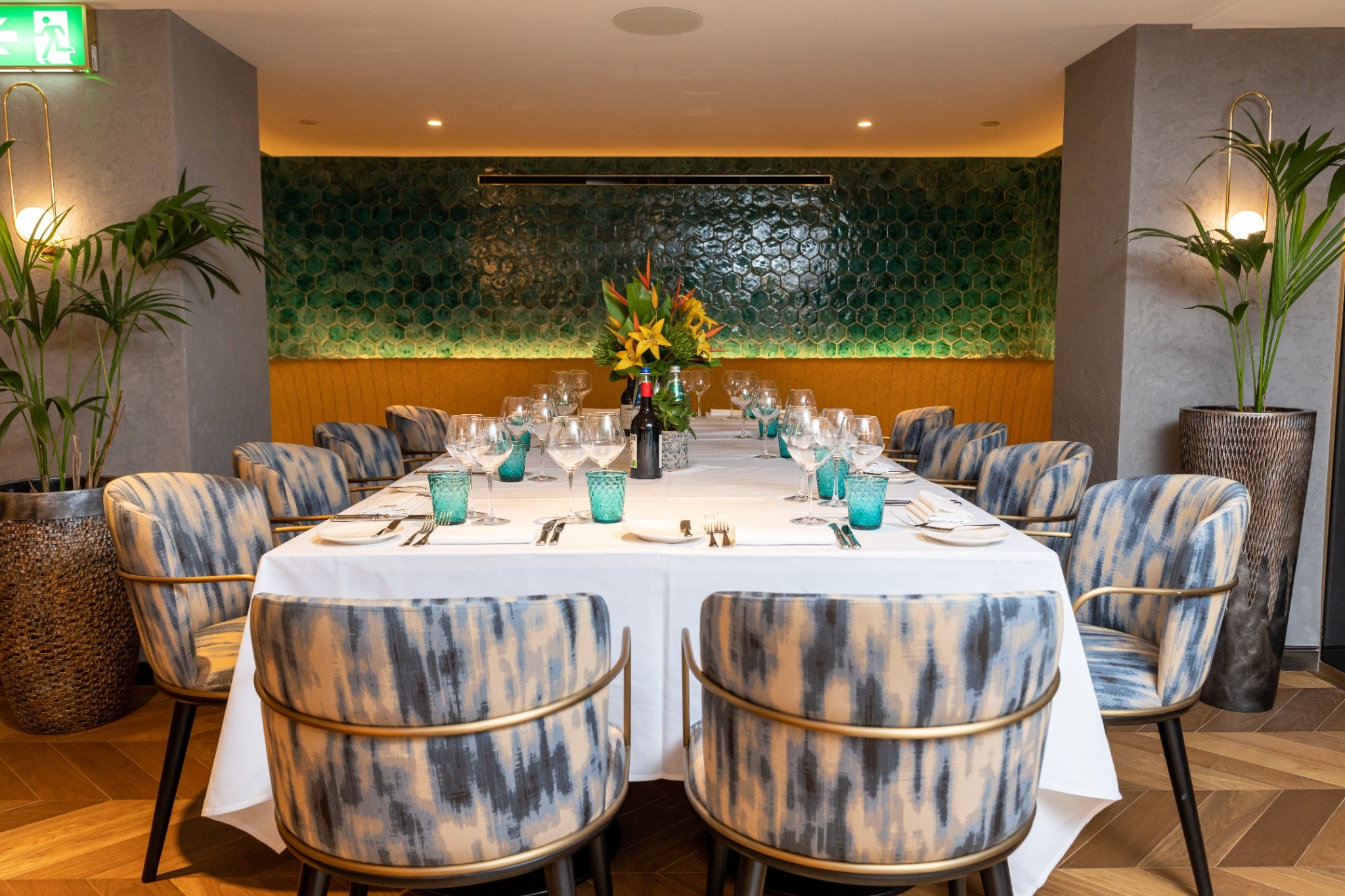 Elegant Sycamore Bar dining table set for private events in Middle Eight venue.