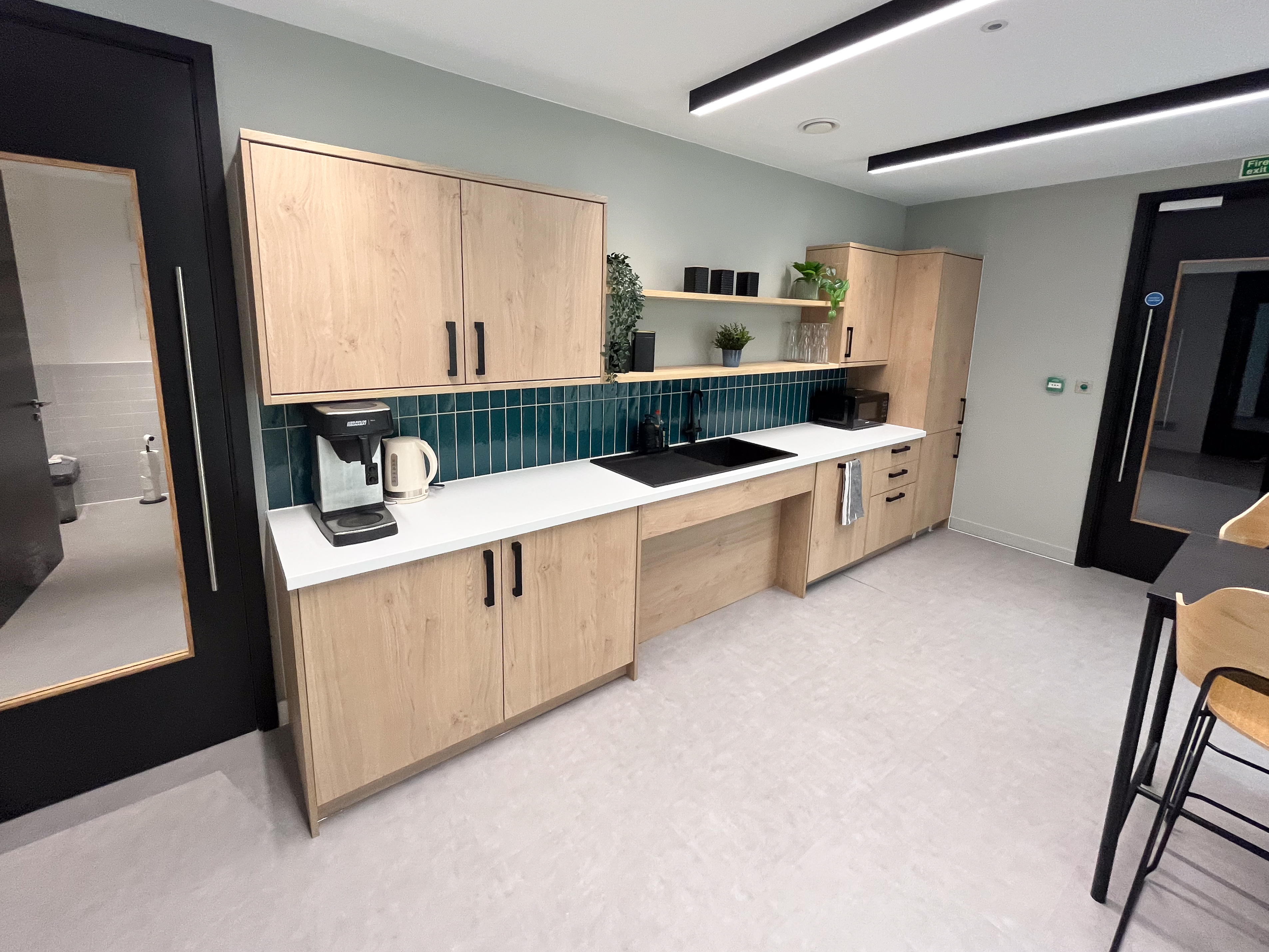 Modern kitchenette in Banning Street for workshop or boardroom meetings.