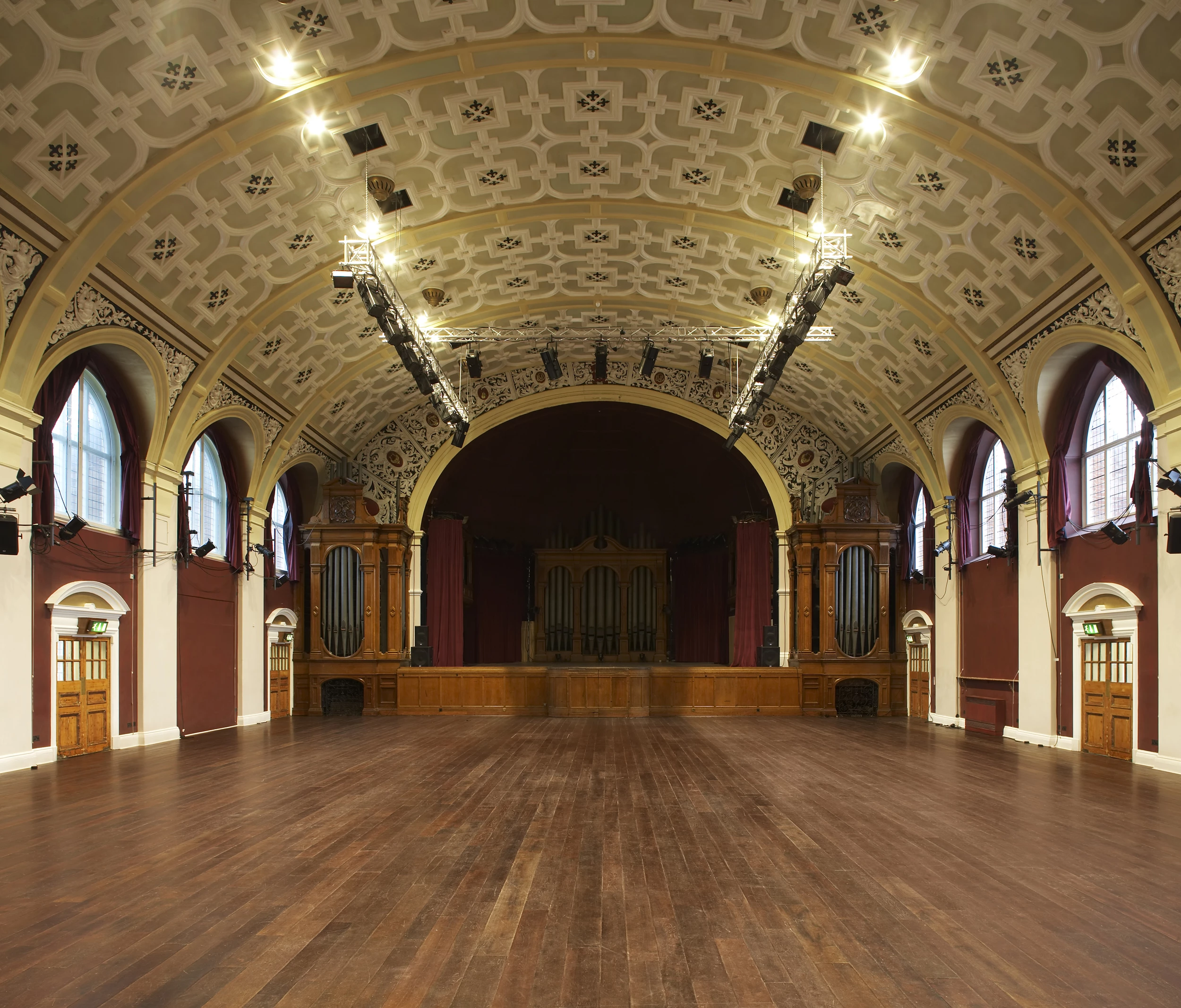 Elegant Battersea Arts Centre studio with high ceilings, ideal for versatile events.