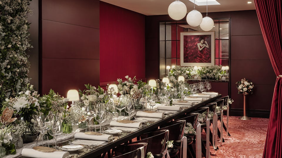 Sophisticated private dining setup with elegant table for upscale events at The Pem.