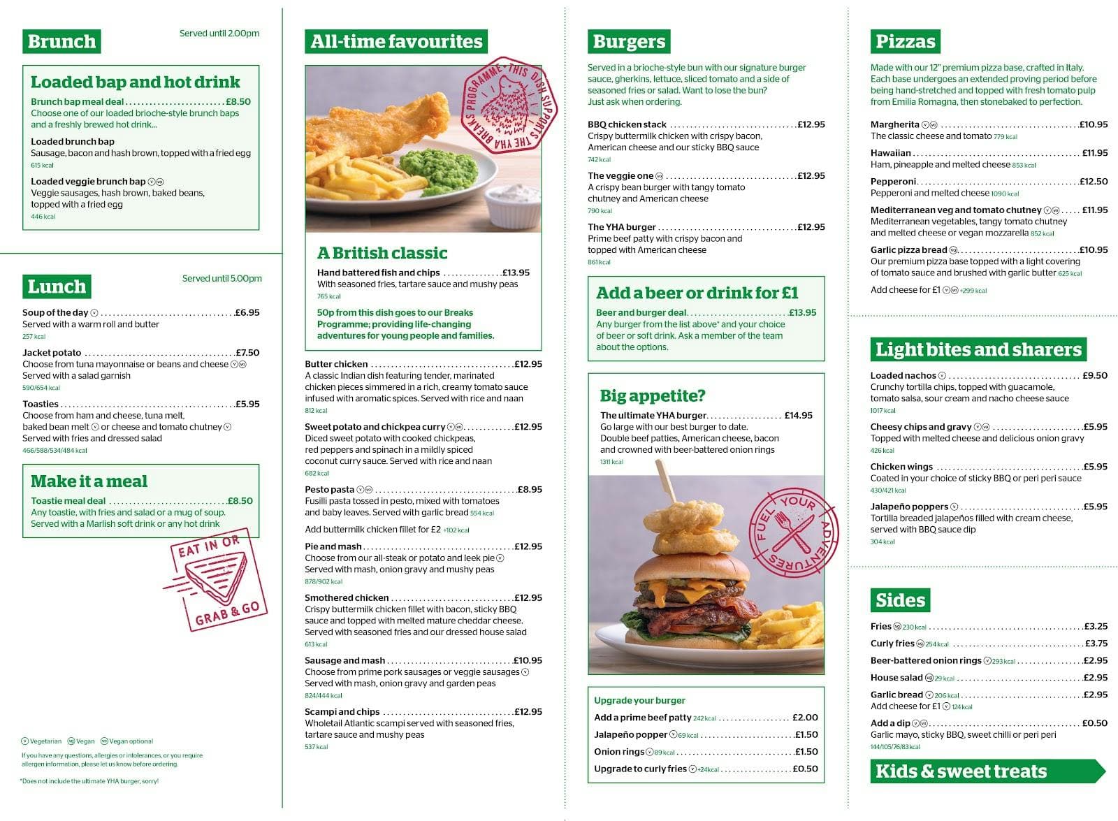 YHA York meeting room catering menu for affordable corporate lunches and budget events.