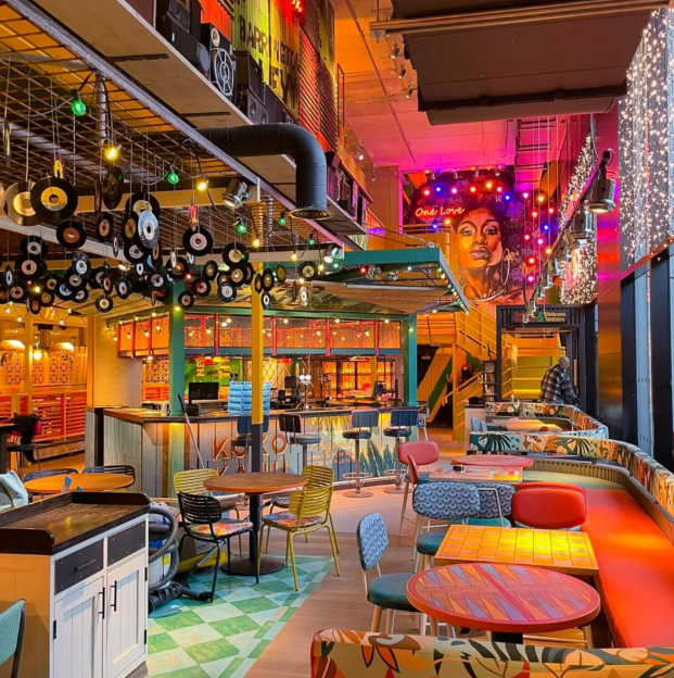 Vibrant Lounge at Turtle Bay Hammersmith with unique decor for creative events.
