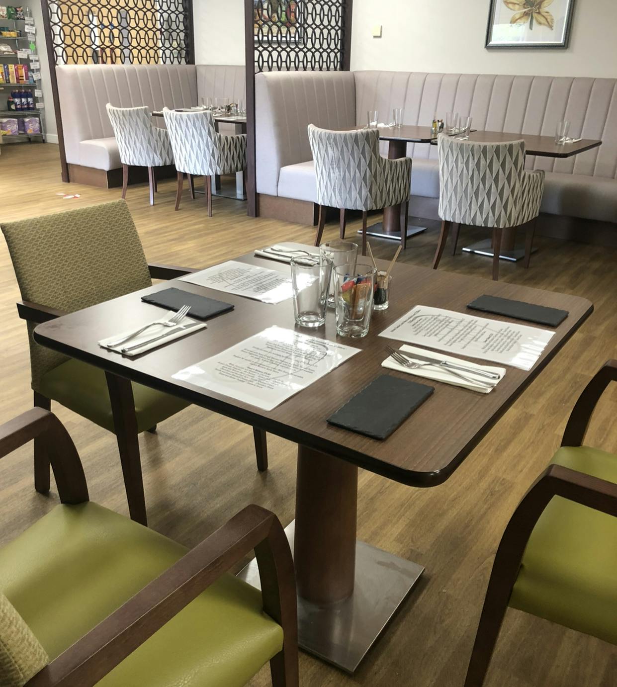 Bistro @B31 banquet setup with industrial decor for corporate events and casual dining.