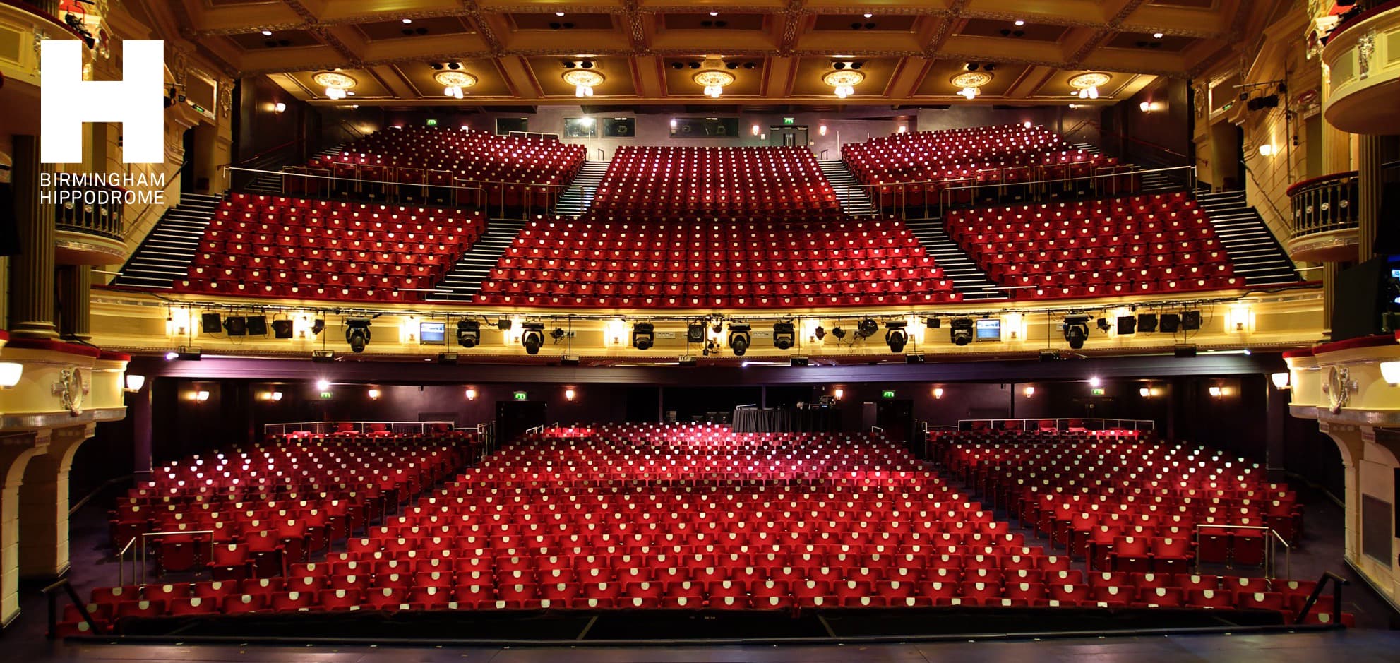 Birmingham Hippodrome Theatre with red velvet seats for impactful events and performances.