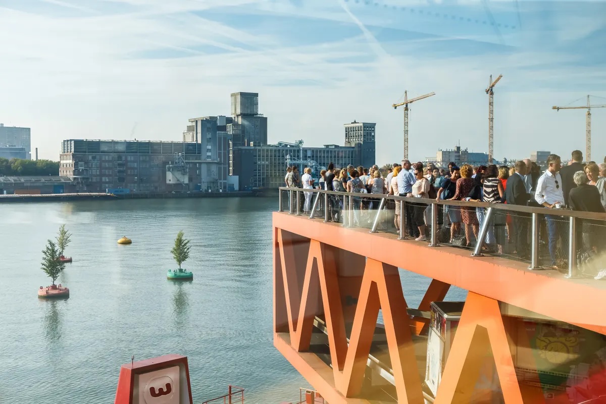 Rhine Foyer waterfront venue with architectural design for corporate networking and event spaces.