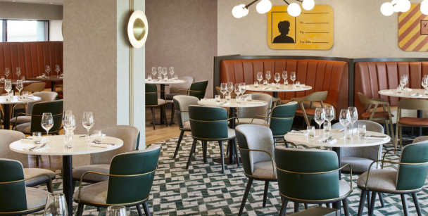 Sophisticated dining space in Manchester Marriott for corporate events and meetings.