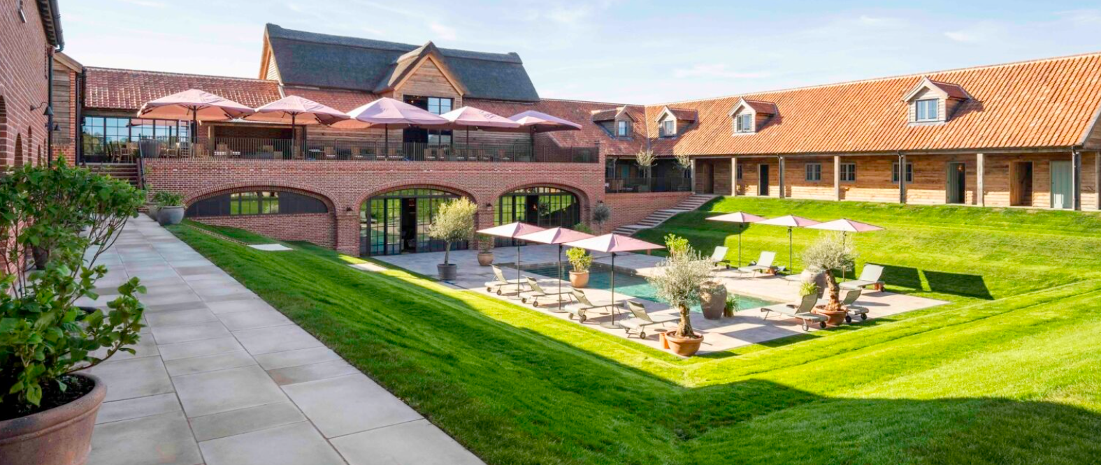 Blyth Barn Wilderness: Luxury event venue with scenic terrace for corporate retreats and weddings.