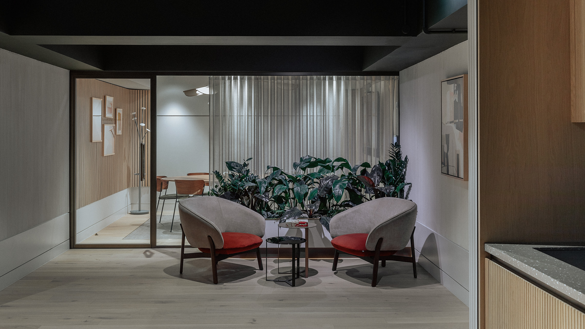 Chic Meeting Room 7 with contemporary armchairs for corporate events or brainstorming sessions.