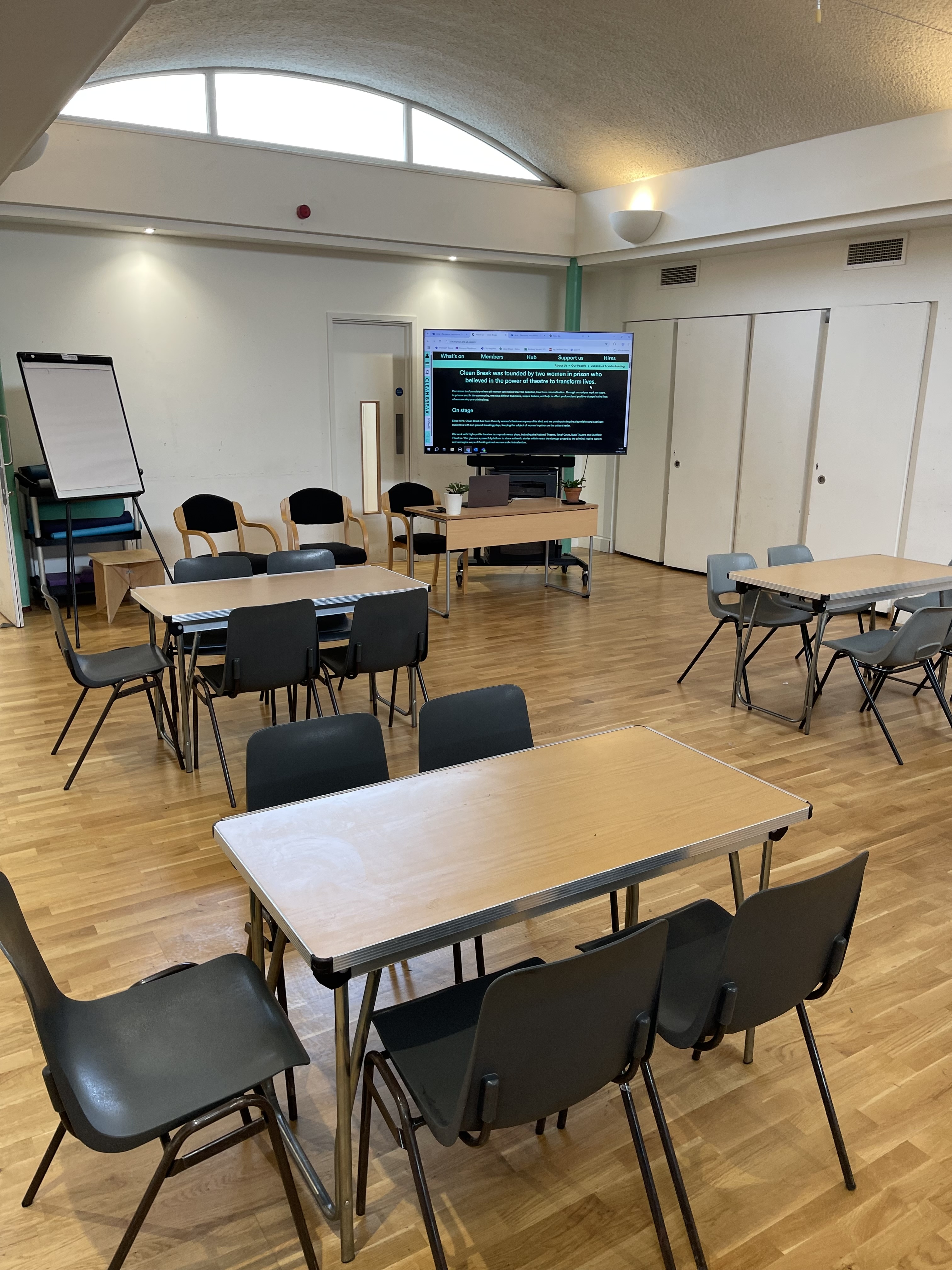 Clean Break London training room for workshops and corporate event hire.