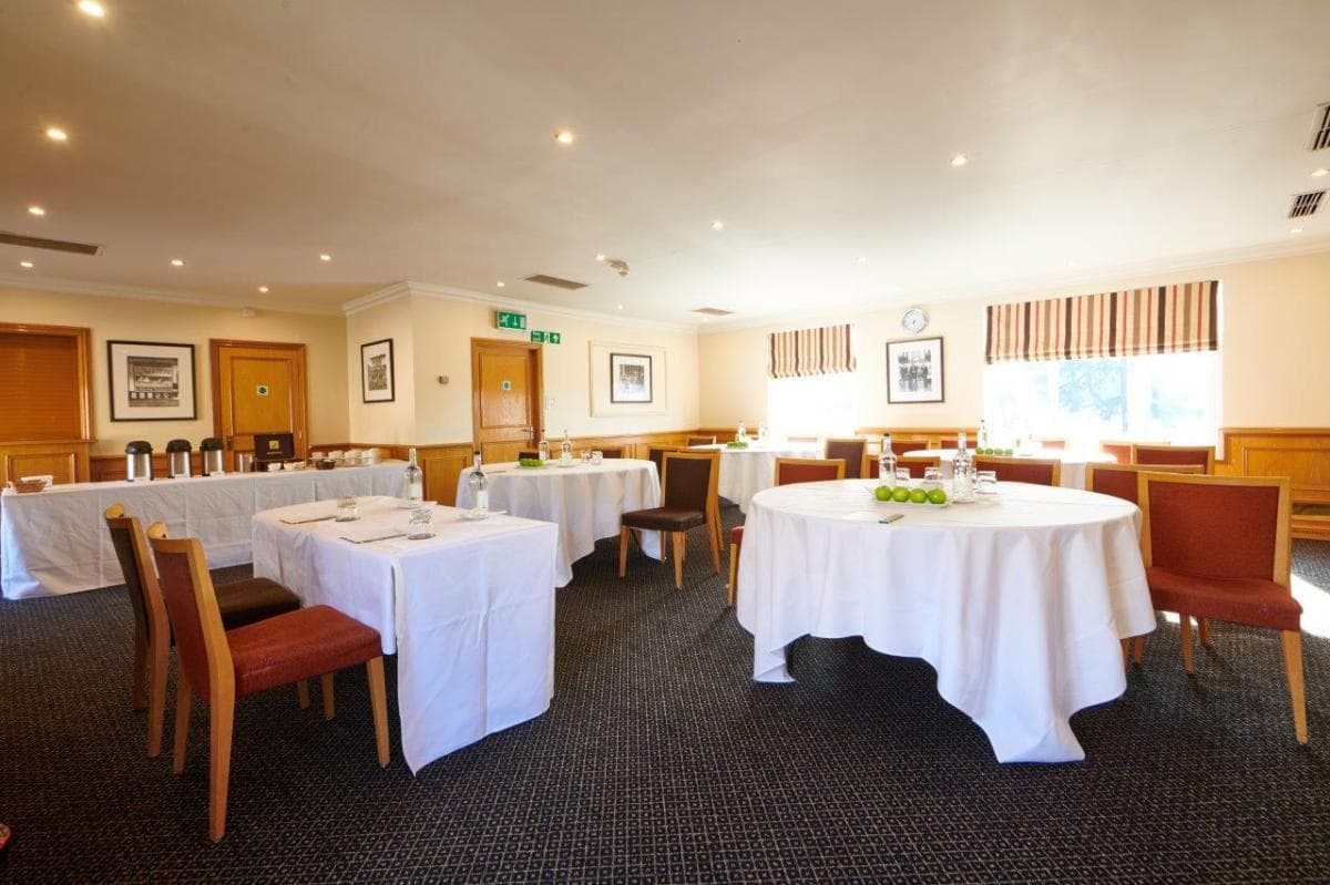 Crystal Ballroom meeting space with flexible workshop layout for corporate events and conferences.