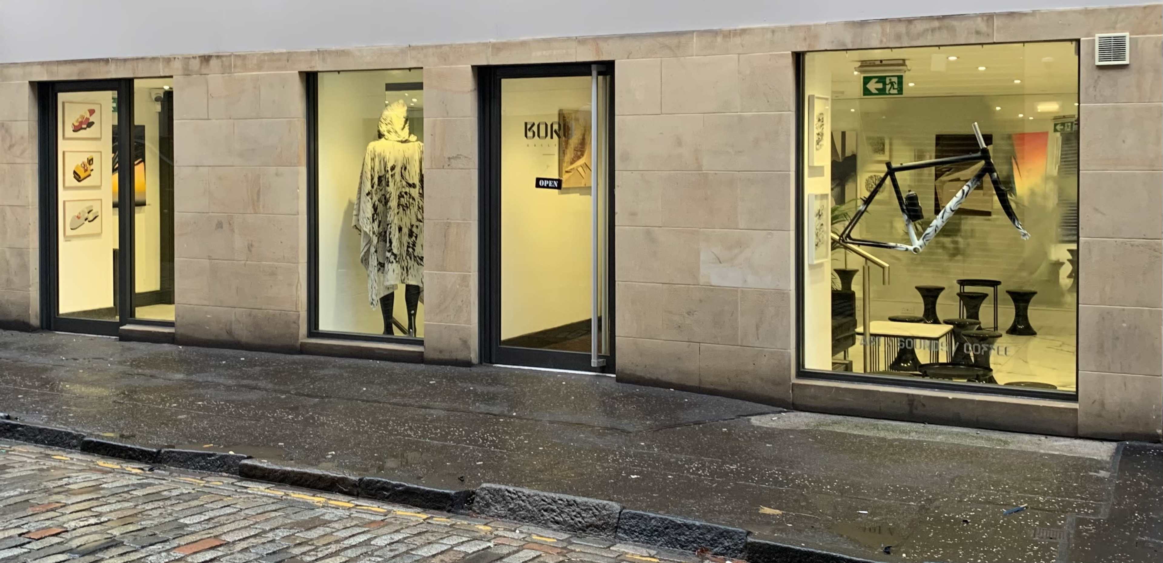 Sleek cafe bar entrance in BORO, Edinburgh – ideal for events and exhibitions.