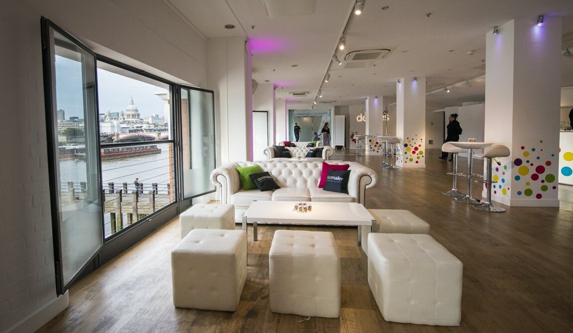 Modern event space OXO2 Level Two with sleek decor, ideal for networking and corporate events.