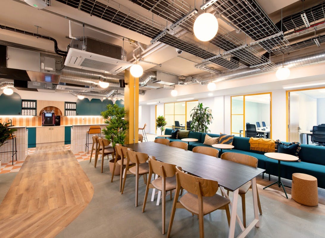 Modern coworking breakout space for networking and team huddles at Circus in Bath.