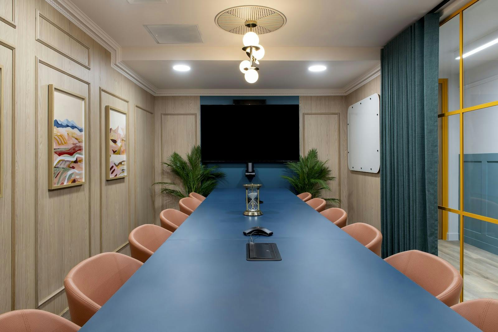 Modern boardroom in Circus Bath, styled for professional client pitches and executive meetings.