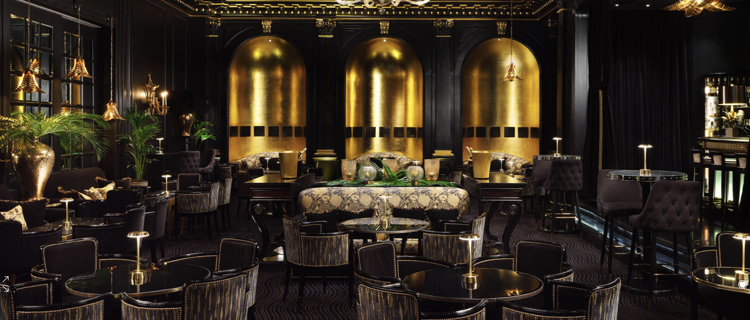 Luxurious Beaufort Bar with gold accents, perfect for corporate and private events.