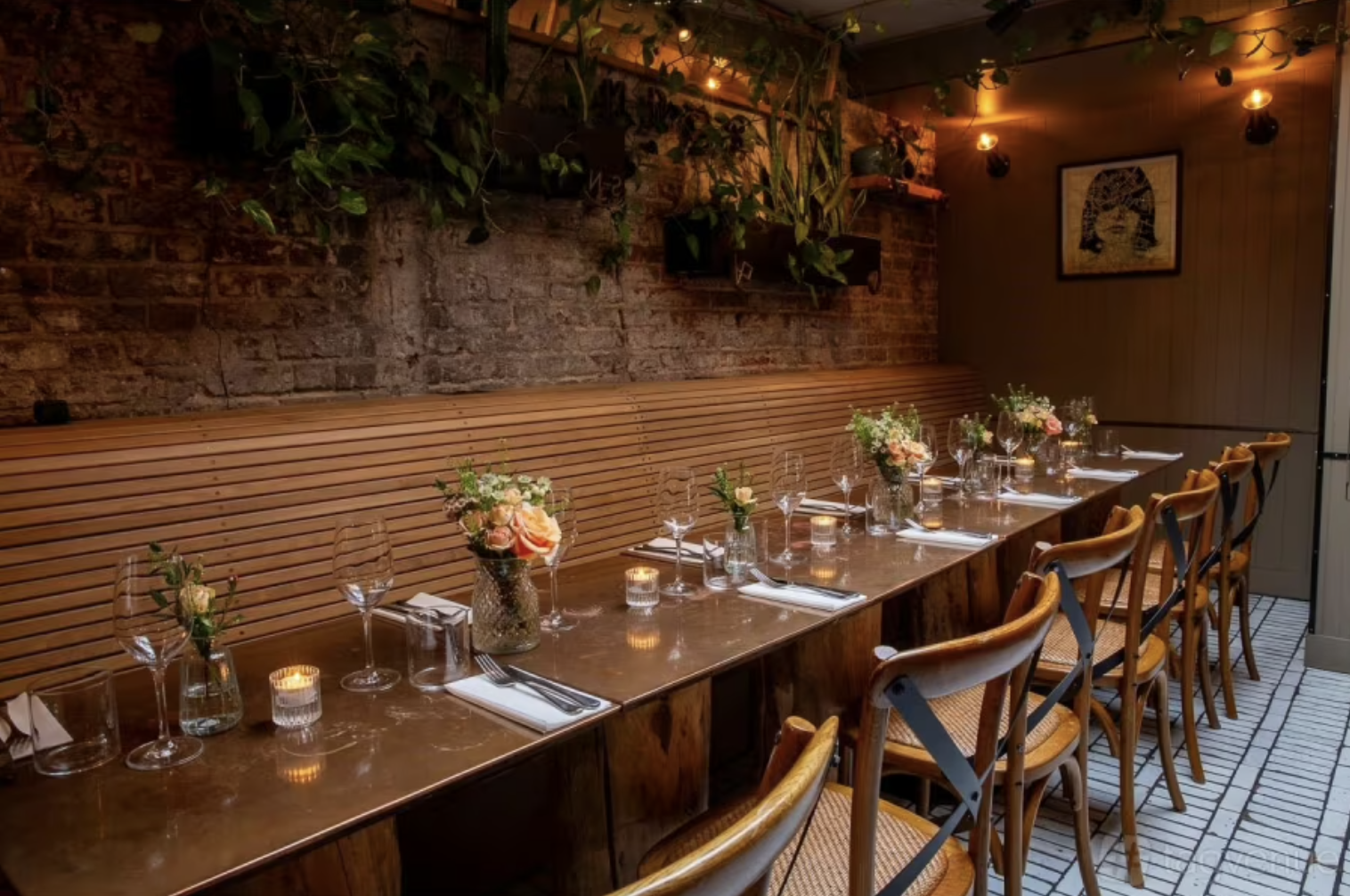 Private dining at The Tap Room: industrial-chic event space for VIP dinners and board meetings.