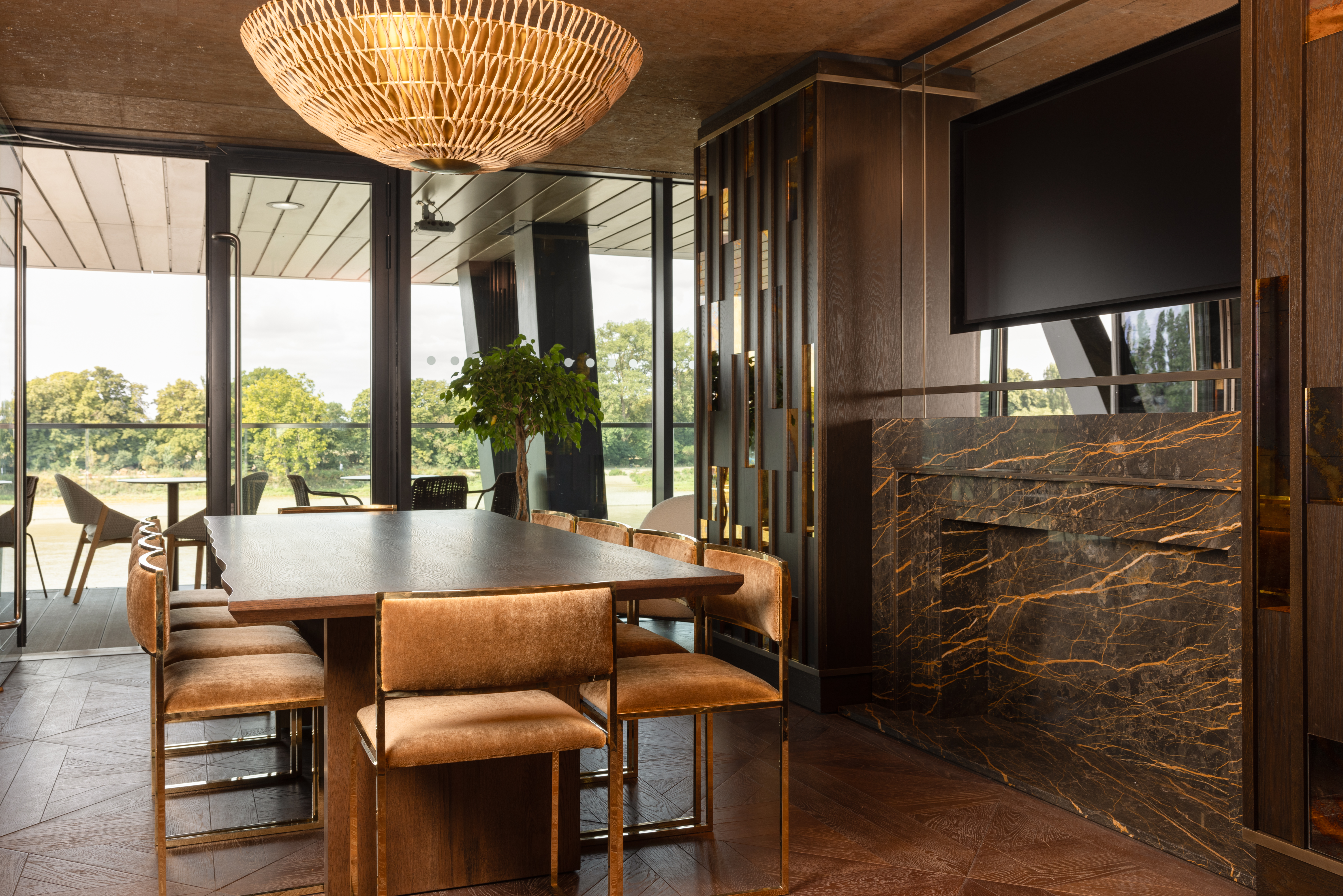 Modern meeting room at Water's Edge, Fulham Pier; ideal for corporate events and presentations.