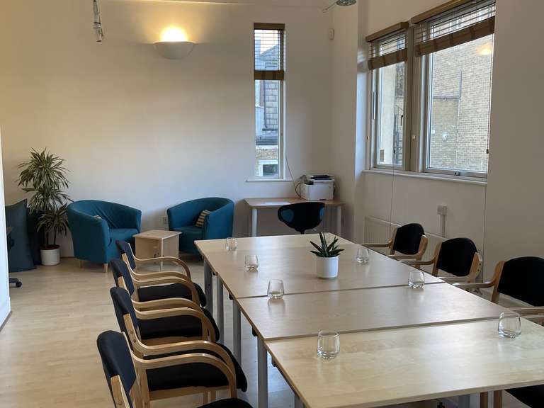 Clean Break meeting and event space, boardroom setup for collaborative workshops.