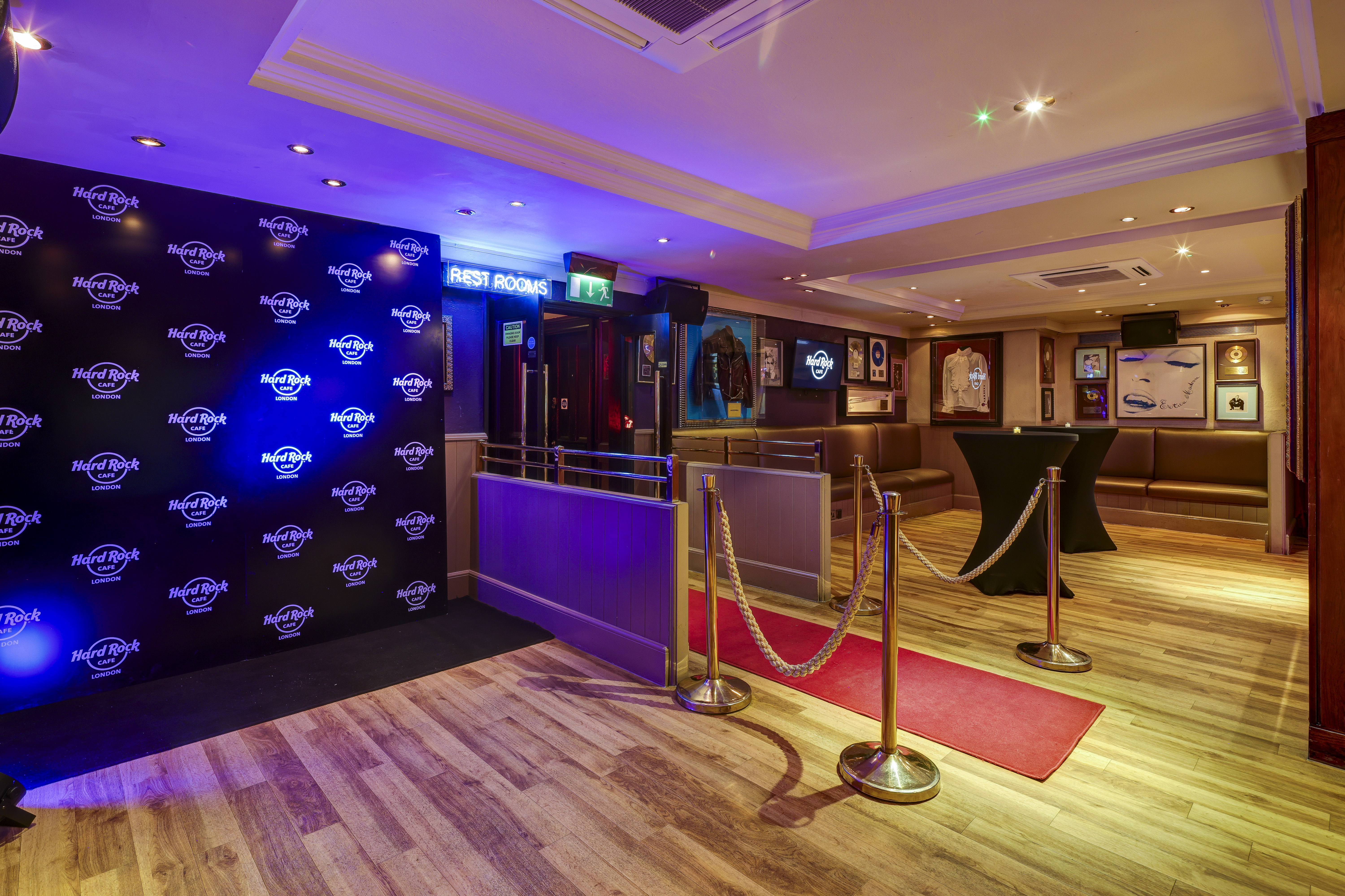 Networking event at Hard Rock Cafe London with glam red carpet entrance.