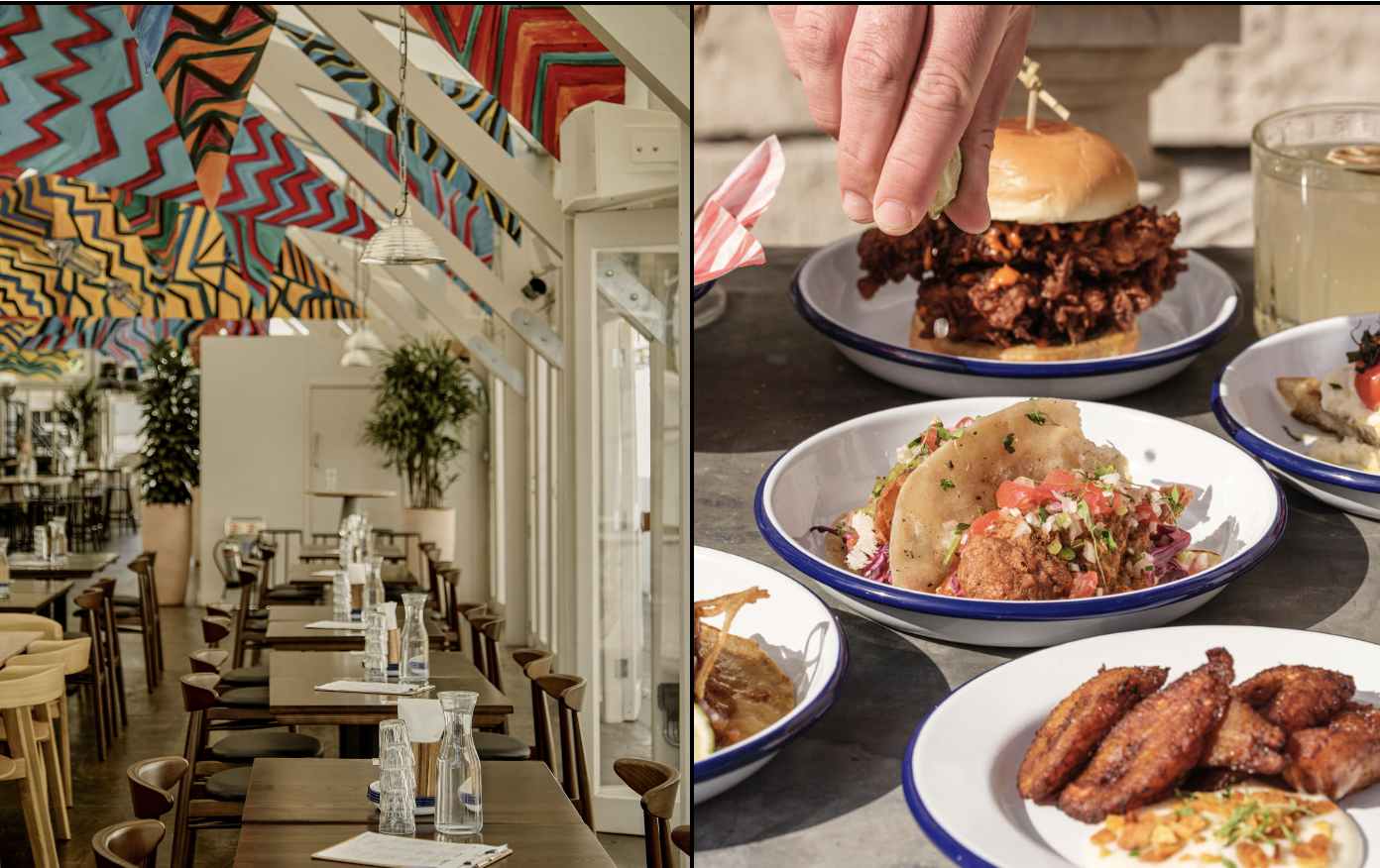 Vibrant dining space with gourmet dishes for parties and private hire events.