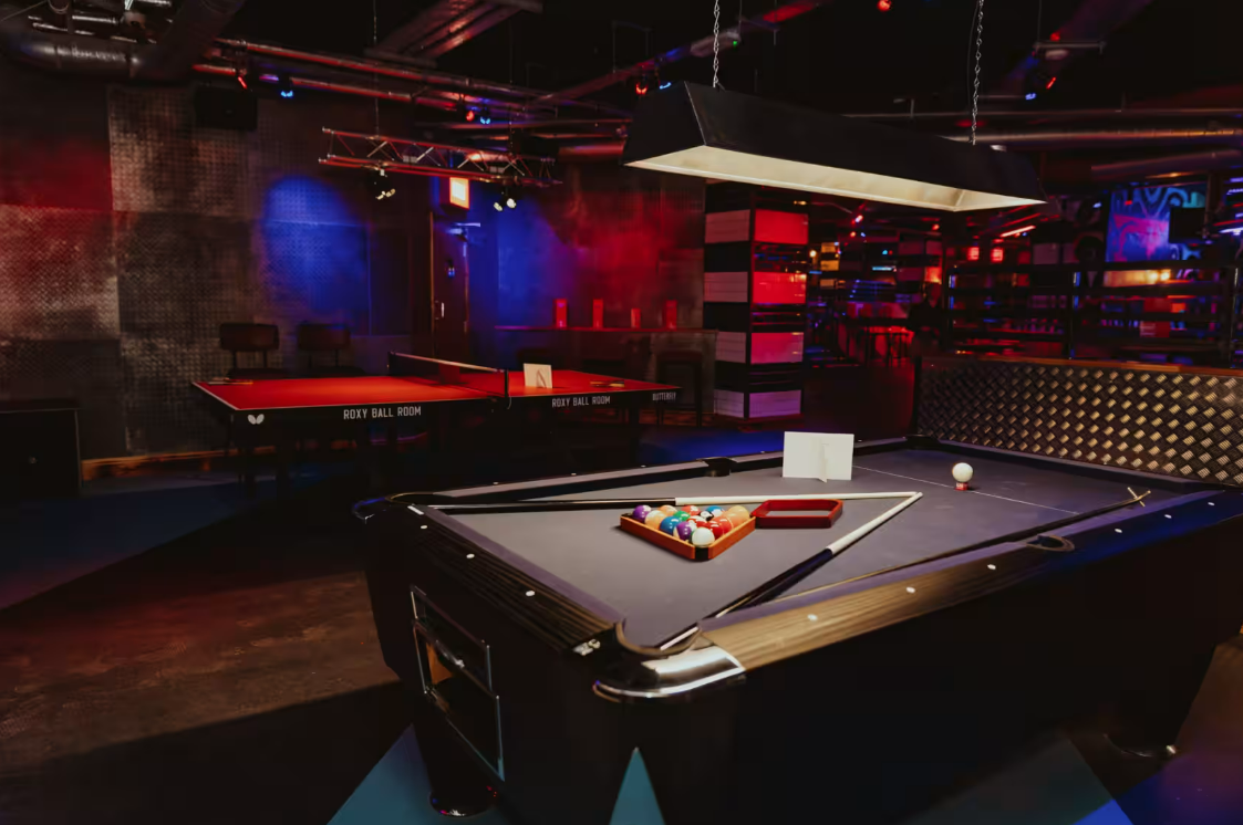 Vibrant venue with pool table for networking and team-building events in Birmingham.