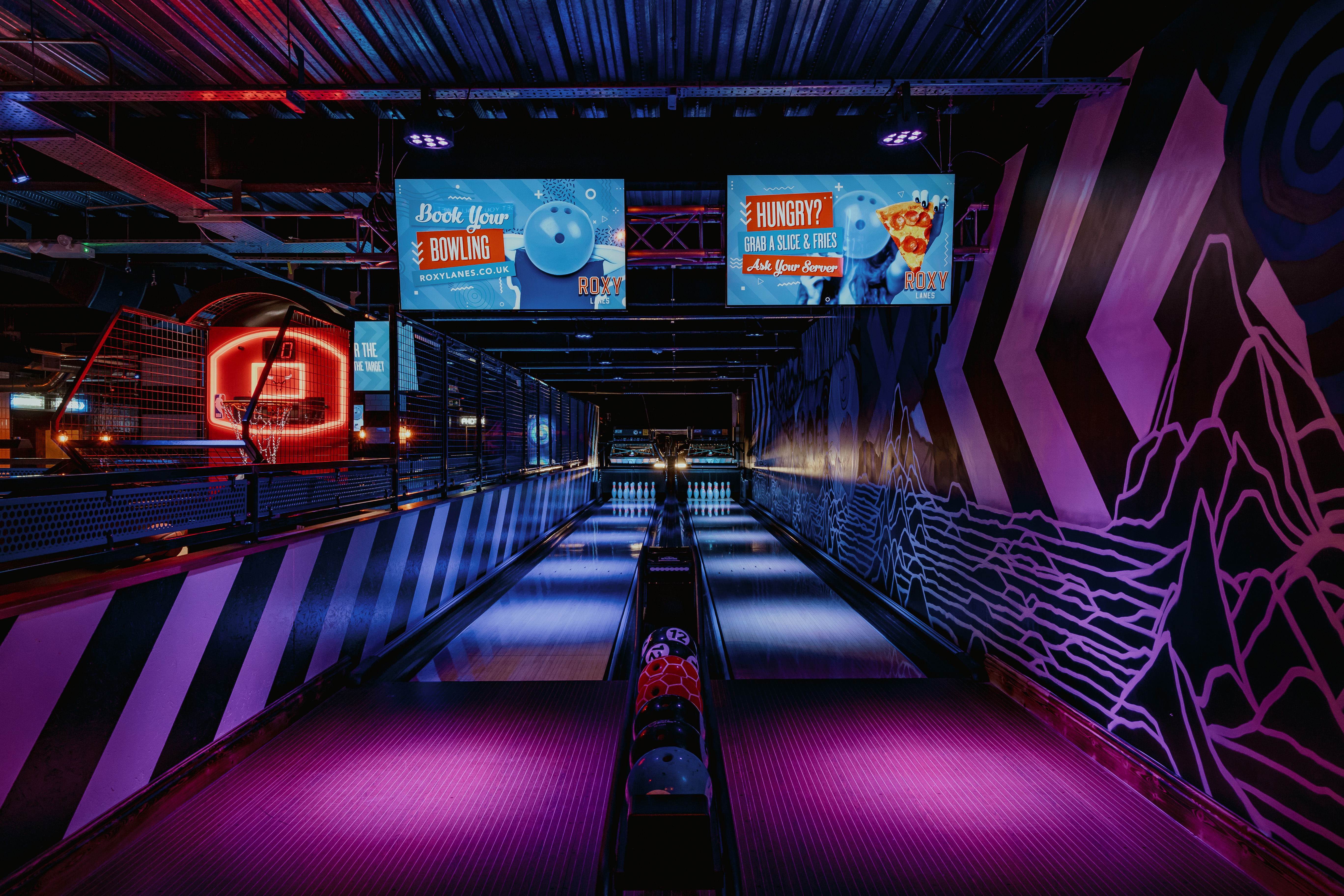 Vibrant bowling alley at Exclusive Floor Hire, ideal for team-building events in Bristol.
